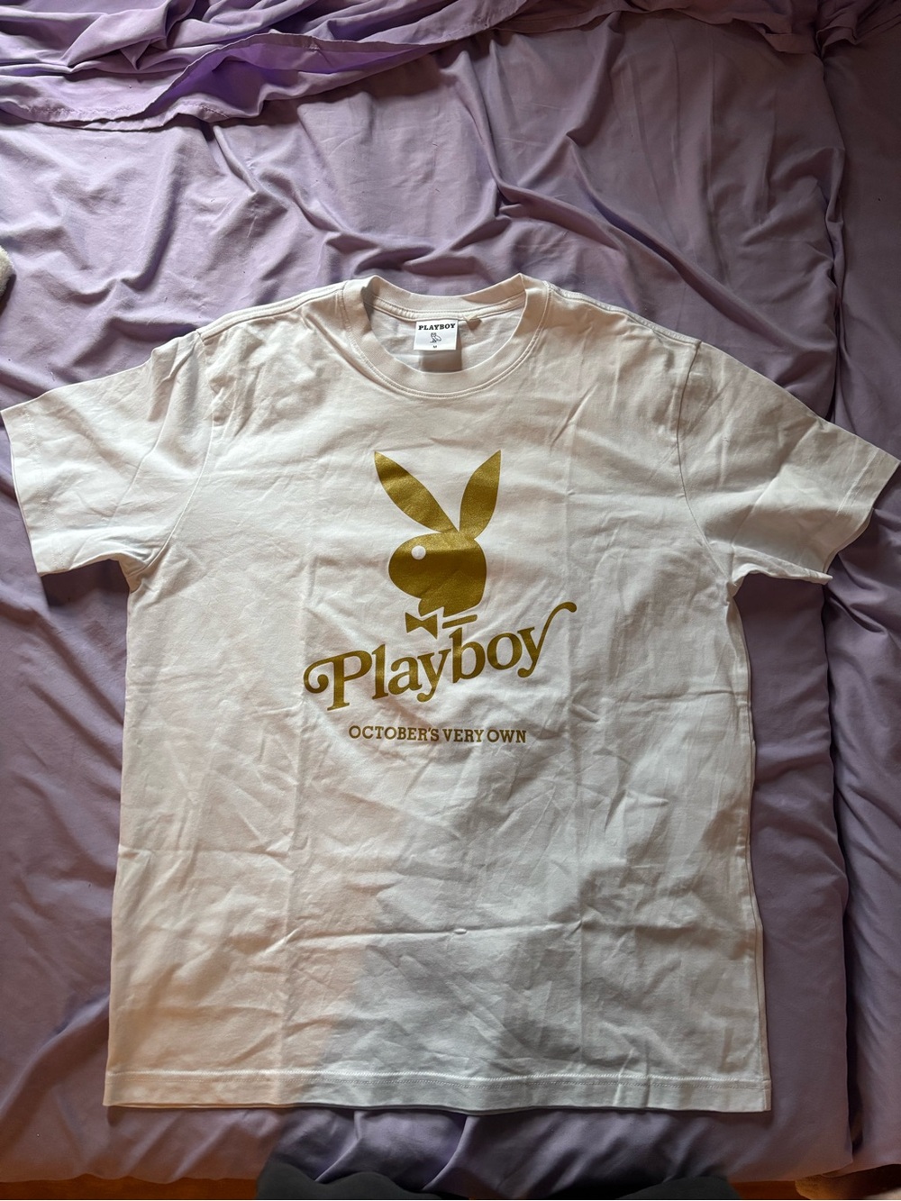 PLAYBOY X OVO White Short-Sleeve Tee with Gold Logo